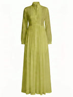 Women’s Button Front Pleated Maxi Shirt Dress
