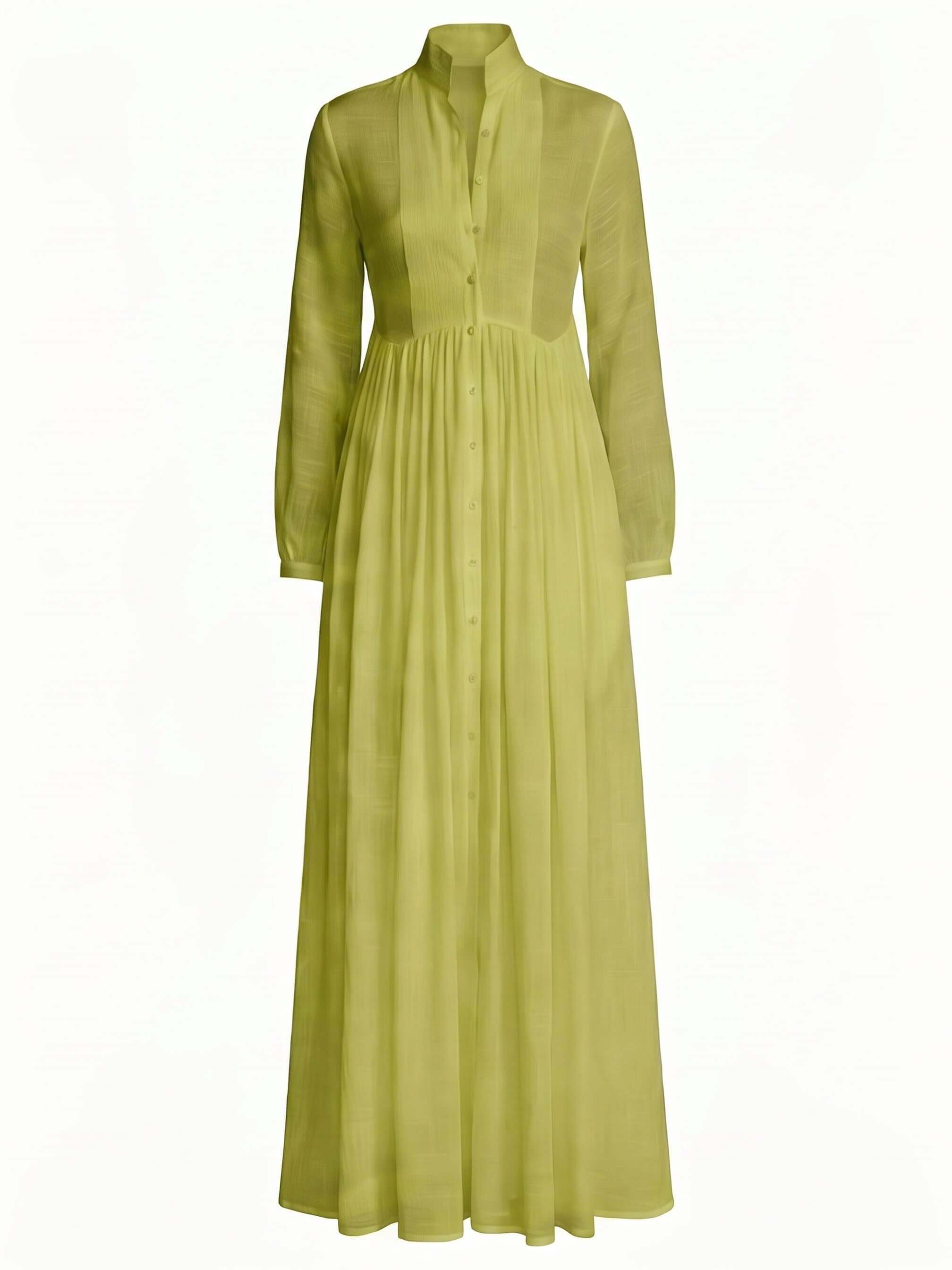 Women’s Button Front Pleated Maxi Shirt Dress