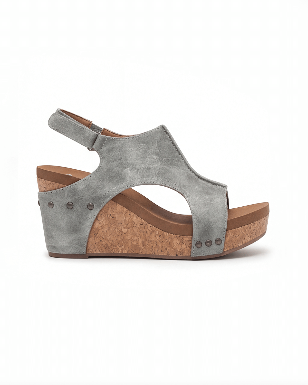 Women’s Wedge Sandals with Slingback Strap- Cork- Look