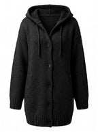 Women’s Chunky Knit Hooded Button-Up Cardigan