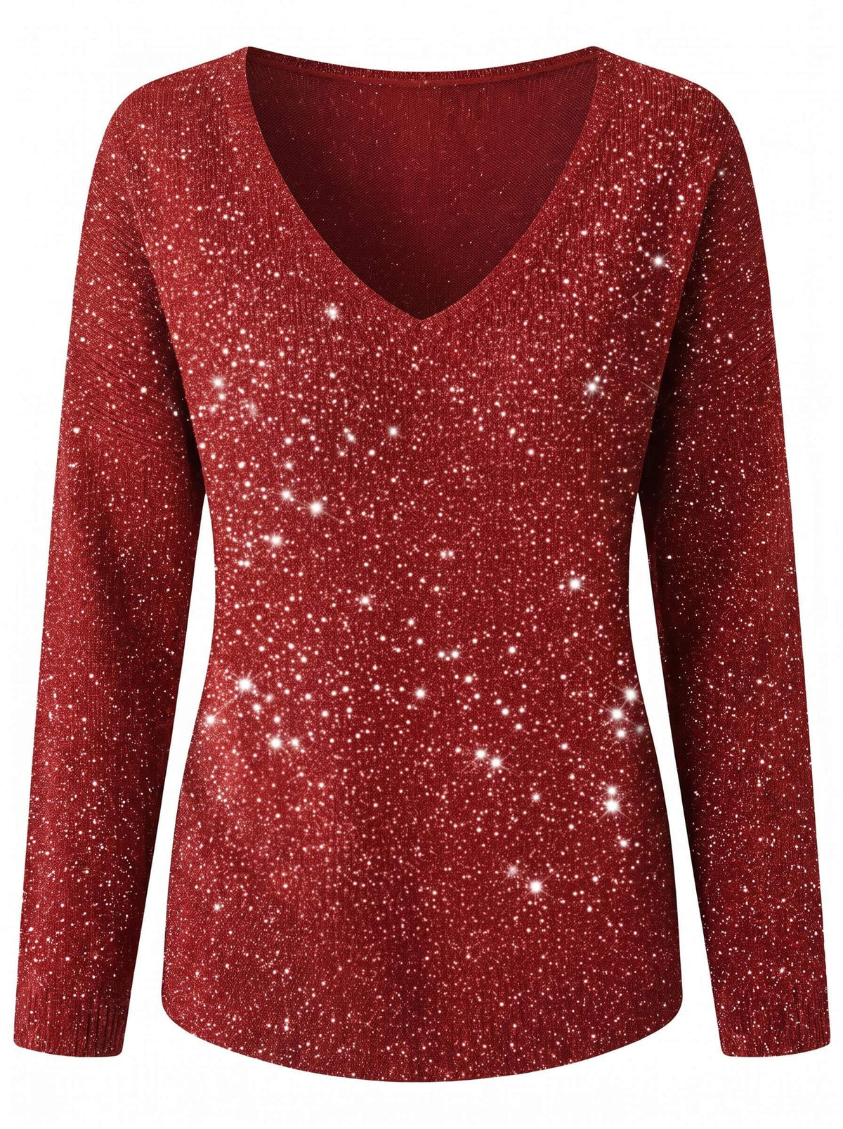 Women’s Sparkle V-Neck Long-Sleeve Statement Top