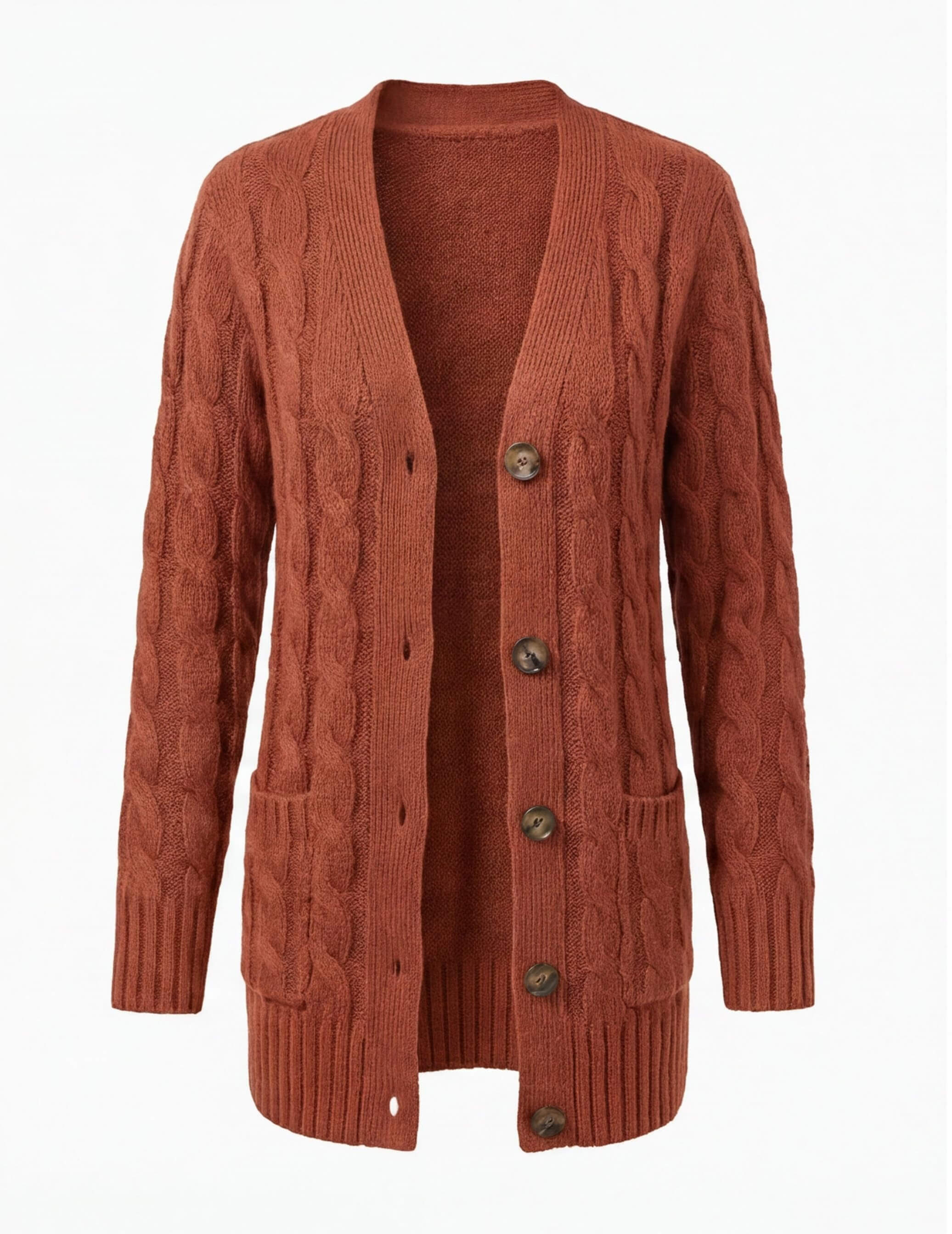 Women’s Cable Knit Cardigan – Button Front & Cozy Loose Fit