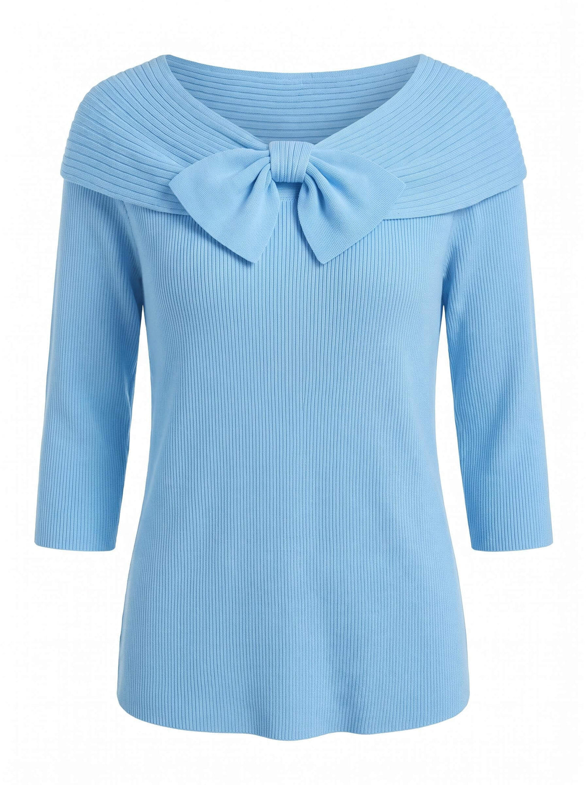 Women’s Ribbed Bow Detail Long-Sleeve Top