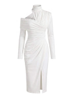 Women’s Asymmetric Off-Shoulder Draped Midi Dress