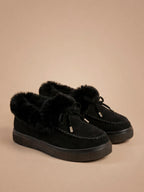 Women’s Wide-Fit Winter Slip-On Shoes – Faux-Fur Trim