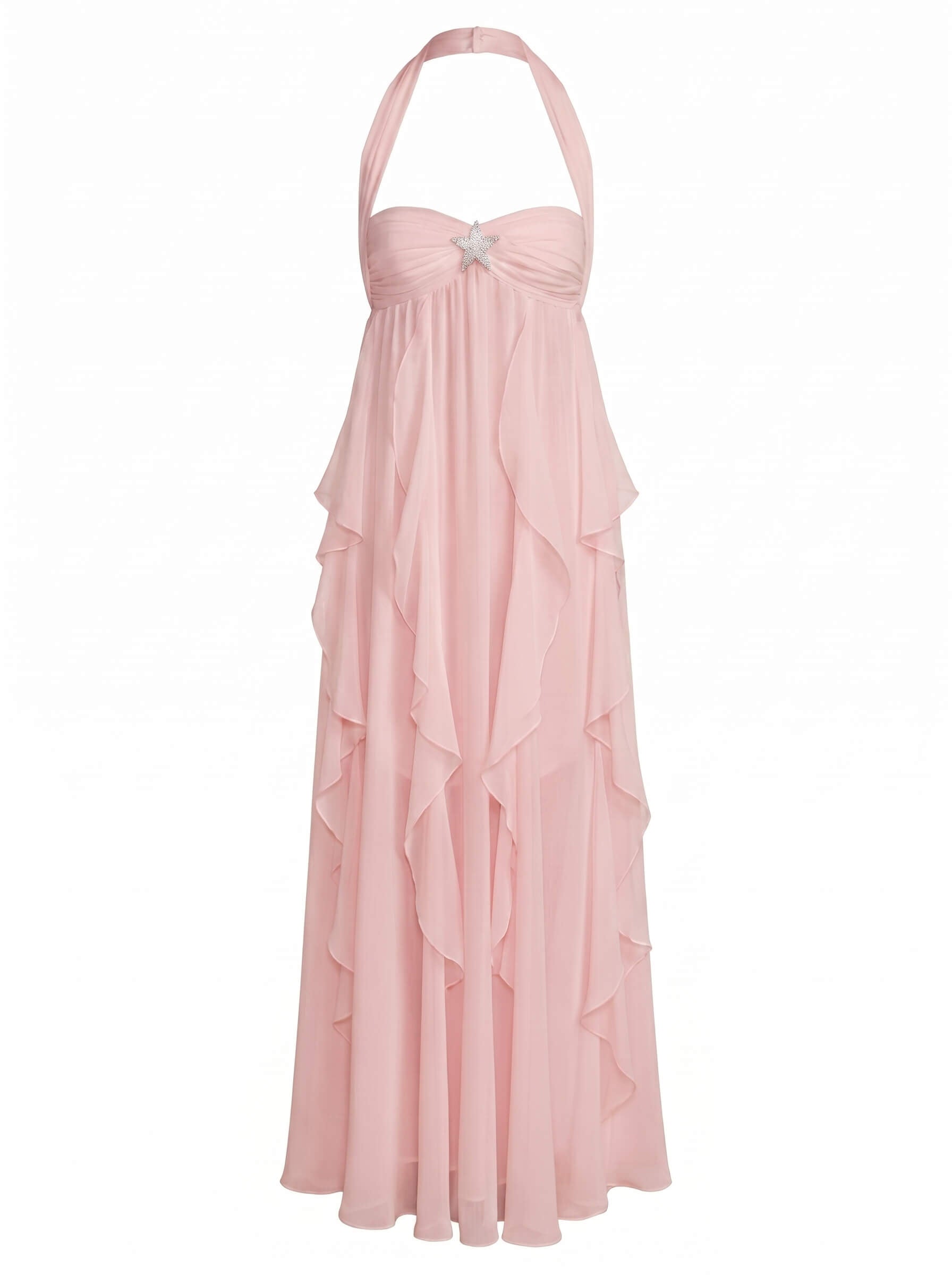 Women’s Chiffon Halter Maxi Dress – Romantic Layered Silhouette