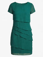 Women’s Elegant Chiffon Layered Dress – Round Neck