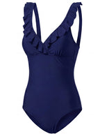 Women’s Ruffle V-Neck One-Piece Swimsuit