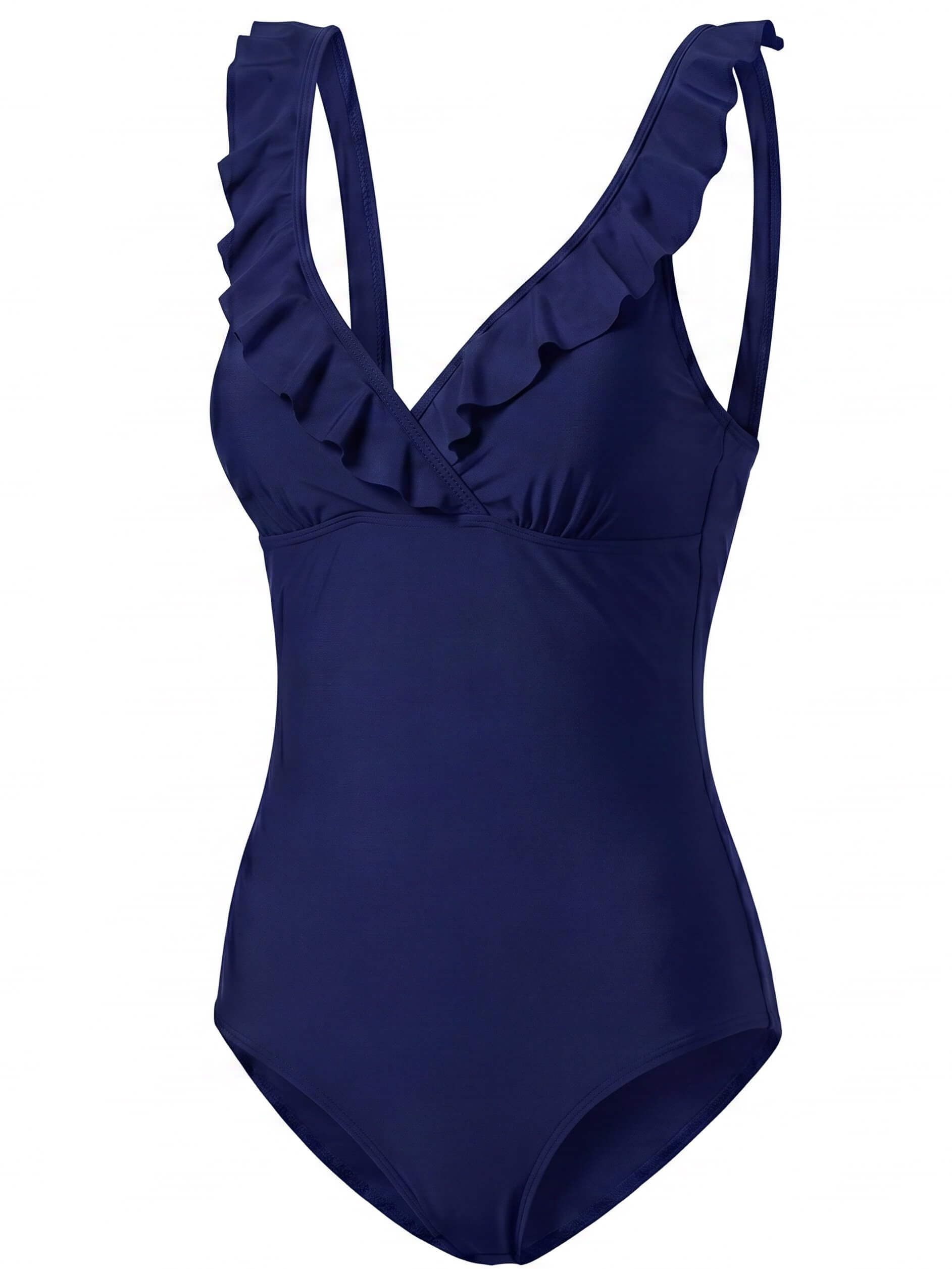Women’s Ruffle V-Neck One-Piece Swimsuit