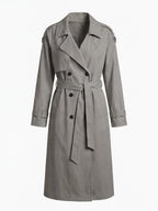 Women’s Long Trench Coat – Belted Waist & Water-Repellent Finish