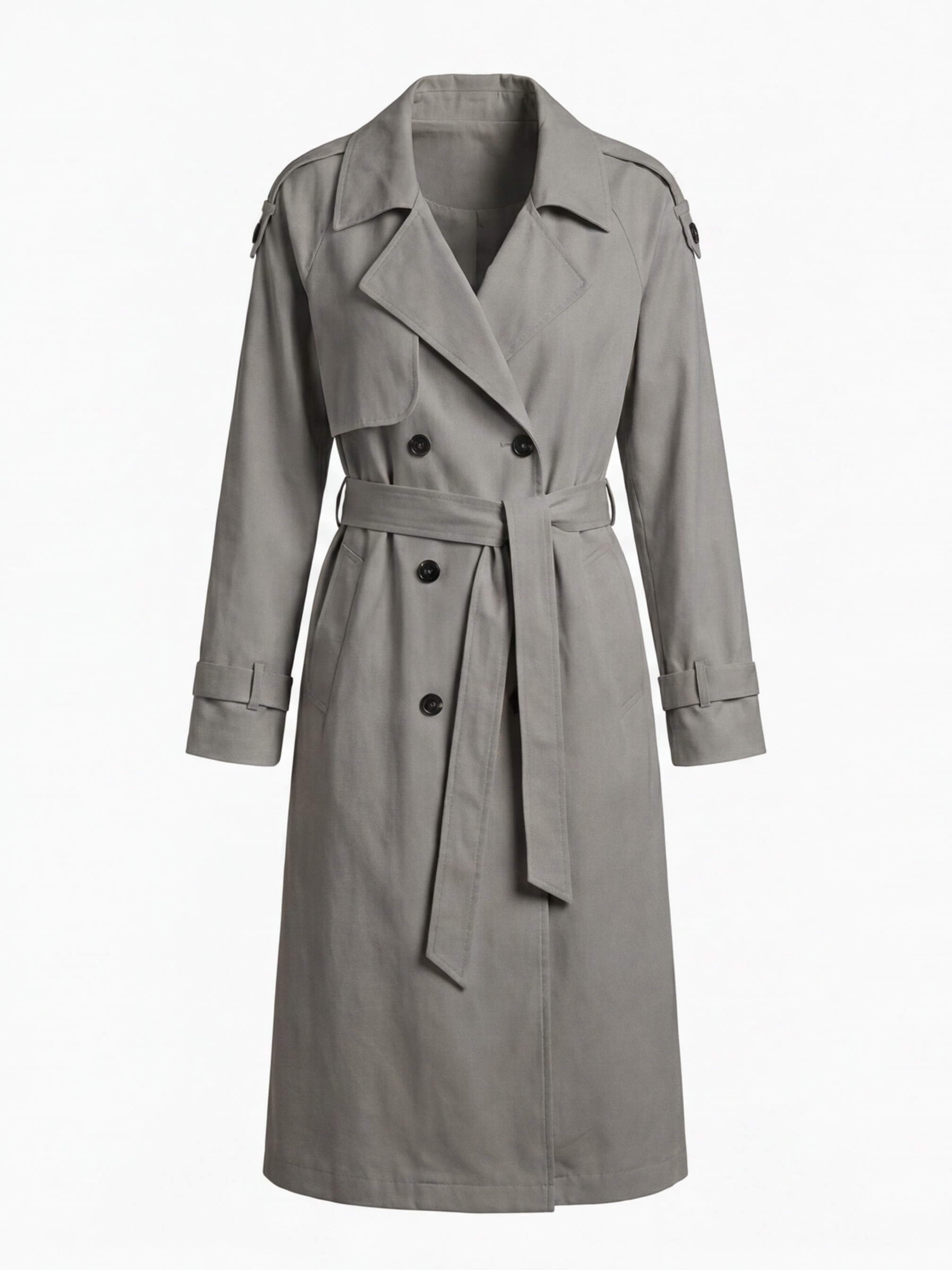 Women’s Long Trench Coat – Belted Waist & Water-Repellent Finish