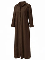 Women’s Collared Front Slit Maxi Shirt Dress