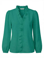 Women’s Ruffle V-Neck Blouse – Romantic Elegance & Modern Chic
