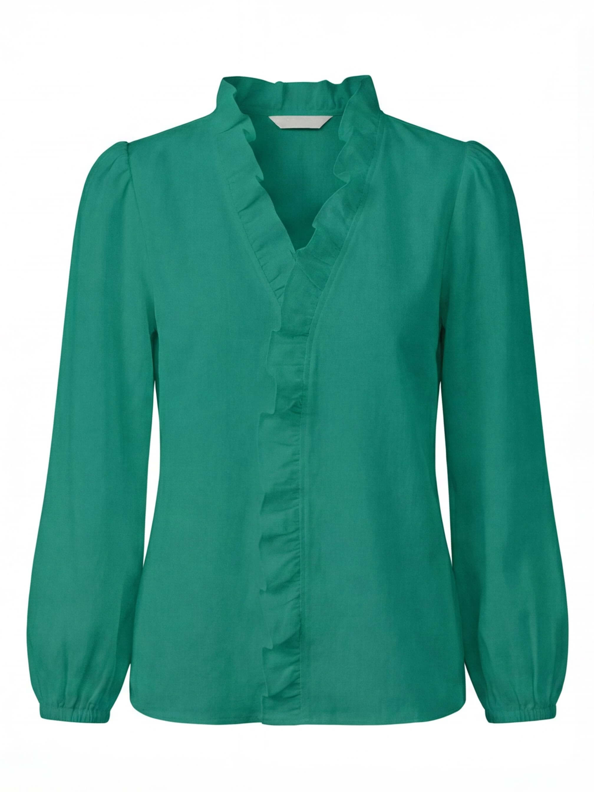 Women’s Ruffle V-Neck Blouse – Romantic Elegance & Modern Chic