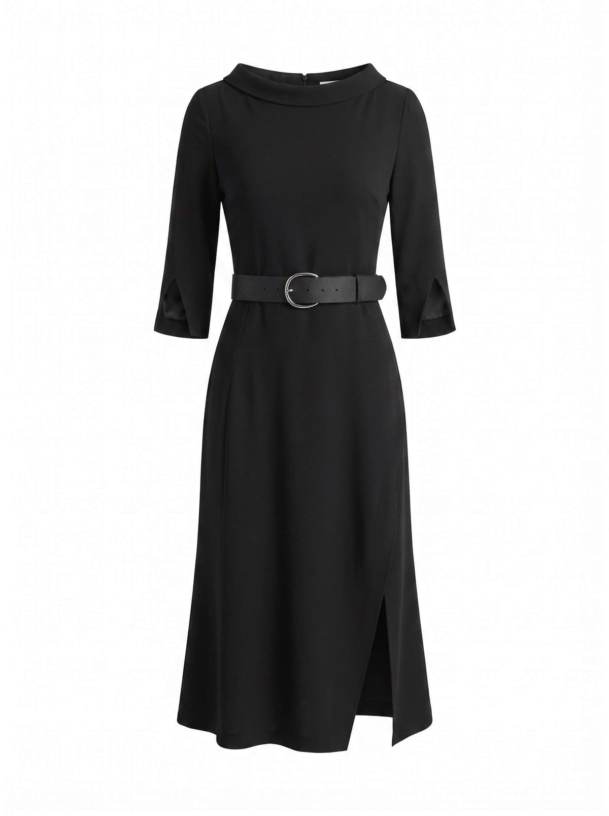 Women’s Belted Long-Sleeve Midi Dress