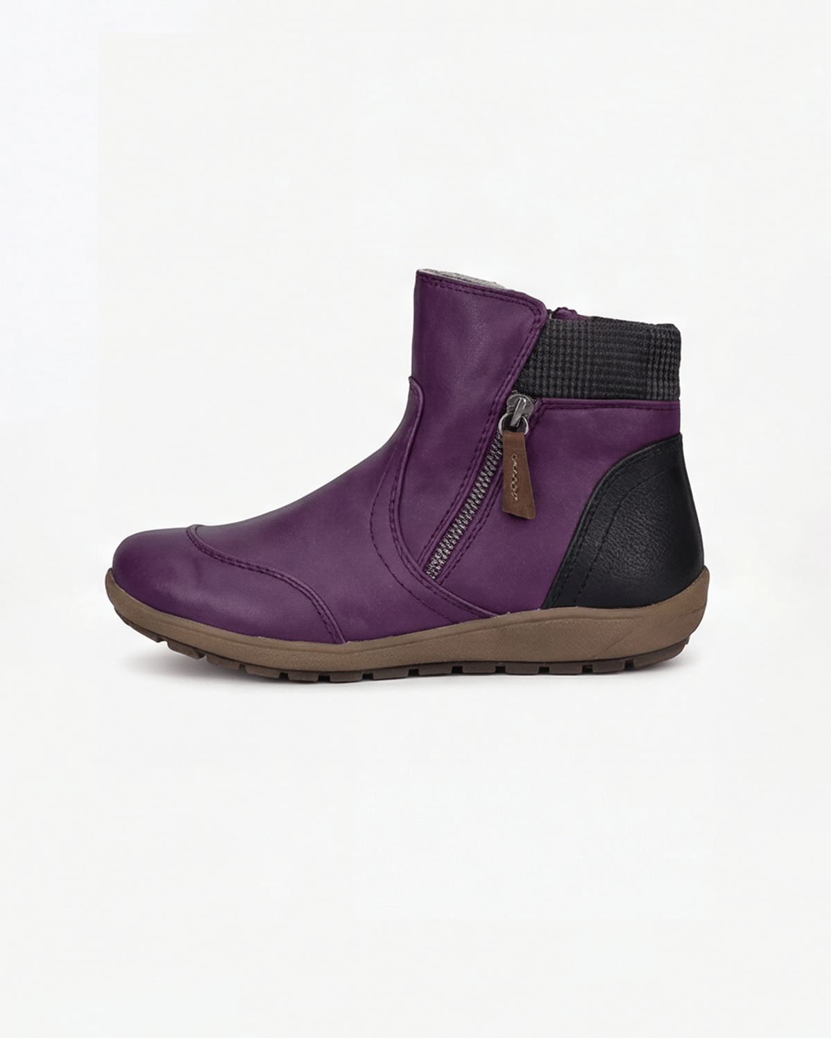 Women’s Ankle Boots- Knit-Cuff Side-Zip