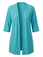 Women’s Stretch Knit Cardigan – Three-Quarter Sleeves & Elegant Everyday Comfort