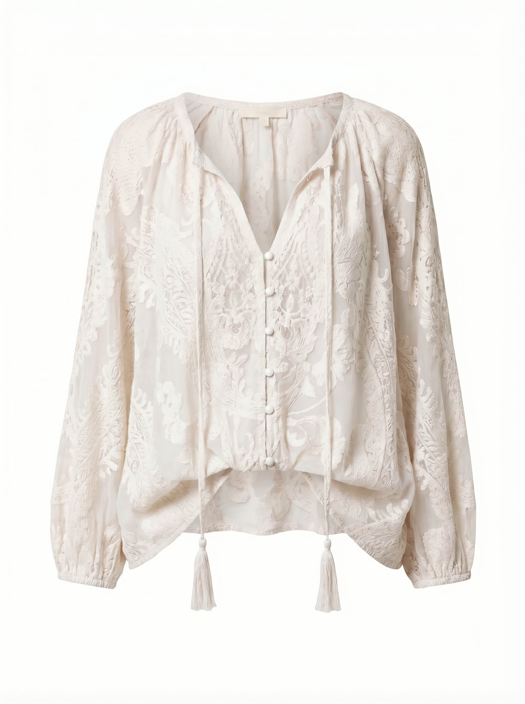 Women’s Top – Boho Lace Blouse with Split Neckline