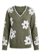 Women’s Floral V-Neck Knit Sweater