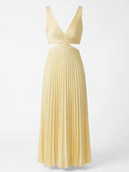 Women’s Dress – Pleated Backless Midi Dress