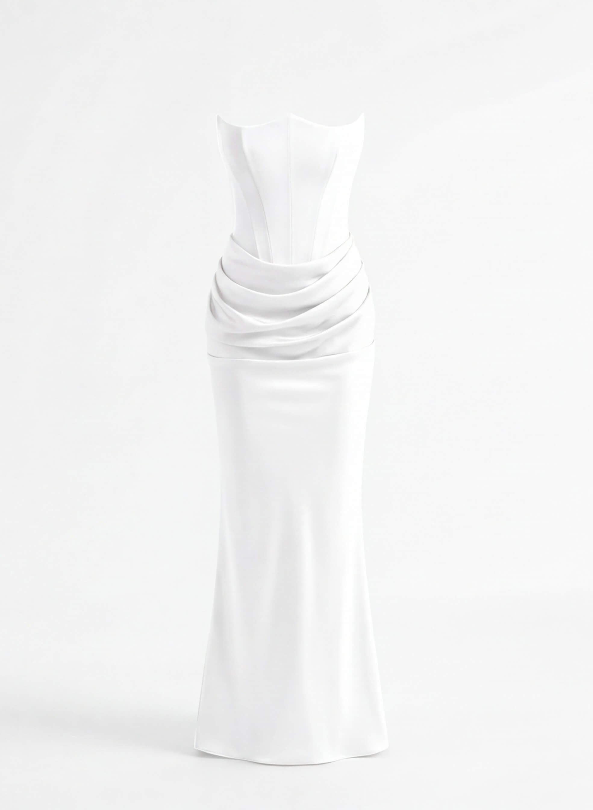 Women’s Dress – Strapless Corset Satin Maxi Dress