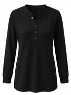 Women’s Ribbed Button Detail Long Sleeve Top