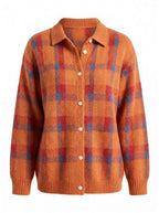 Women’s Checked Button-Up Knit Cardigan