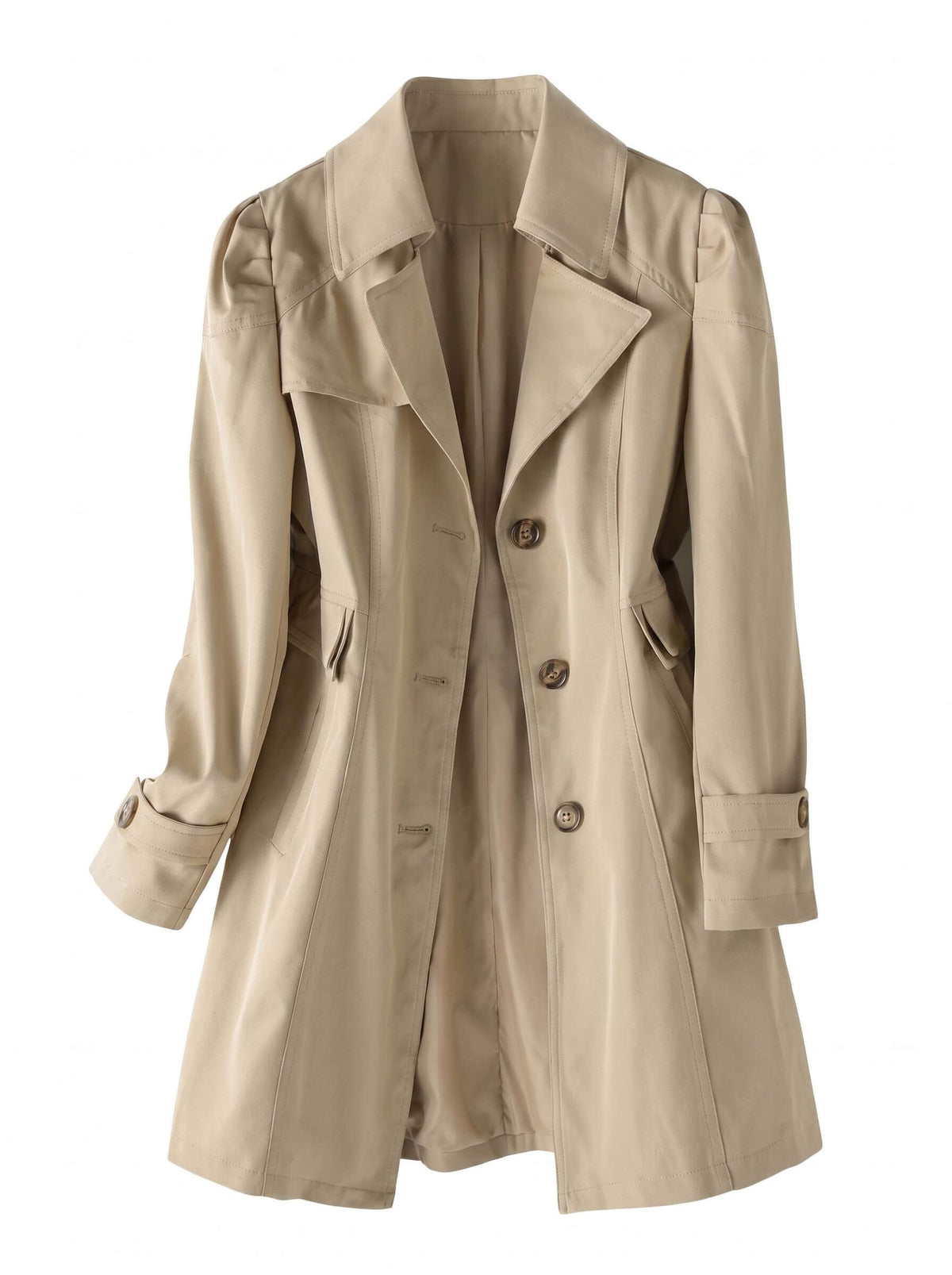 Women’s Double-Breasted Trench Coat with Wide Lapels