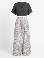 Women’s Set – Floral Print Top & Wide-Leg Summer Trousers