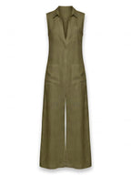 Women’s Sleeveless Collared Wide-Leg Jumpsuit