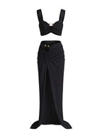 Women’s Ruched Cut-Out Bikini Skirt Set