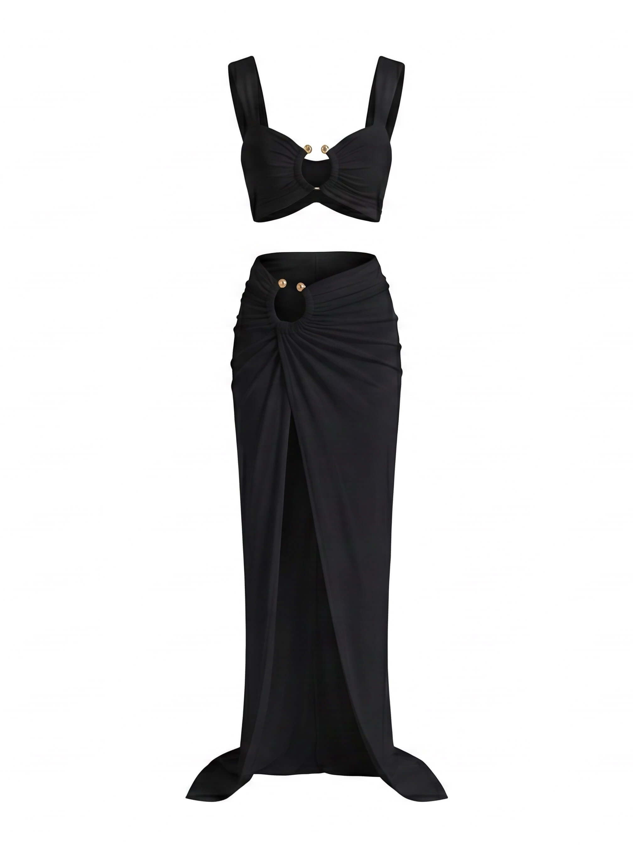Women’s Ruched Cut-Out Bikini Skirt Set
