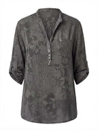 Women's printed blouse with a turn-down collar
