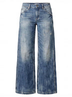 Women's wide-leg jeans with ripped details
