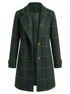 Women’s Plaid Longline Button-Up Coat