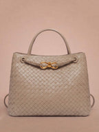 Women’s Woven Handbag with Braided Handle Detail