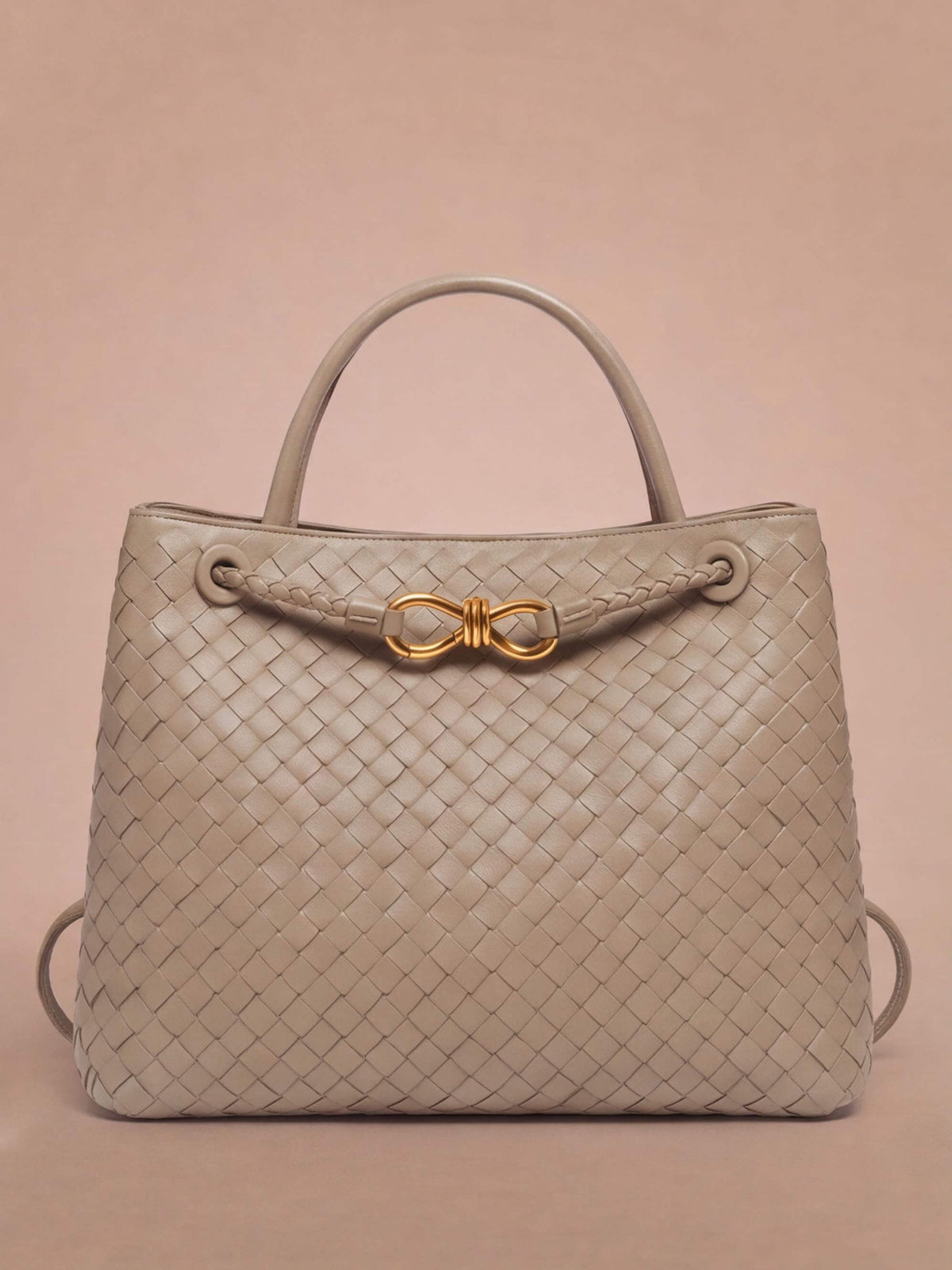 Women’s Woven Handbag with Braided Handle Detail