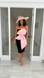 Amara Strapless Bandage Dress – Black/Pink Bow