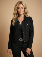 Women’s Suede-Look Button Jacket – Stand Collar - Spring/Fall