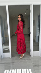 Lucia Long Sleeve Lace Dress – Burgundy