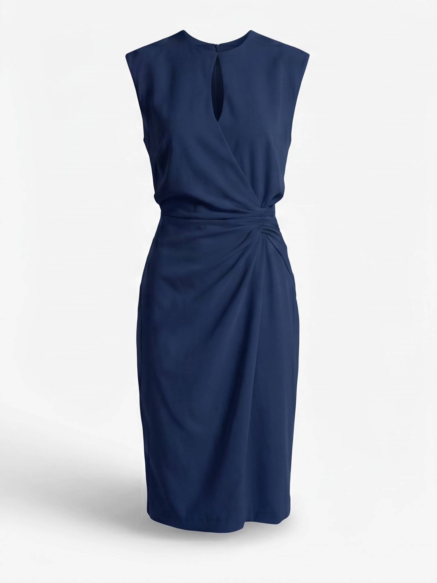 Women’s Sleeveless Keyhole Ruched Midi Dress