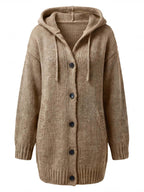 Women’s Chunky Knit Hooded Button-Up Cardigan