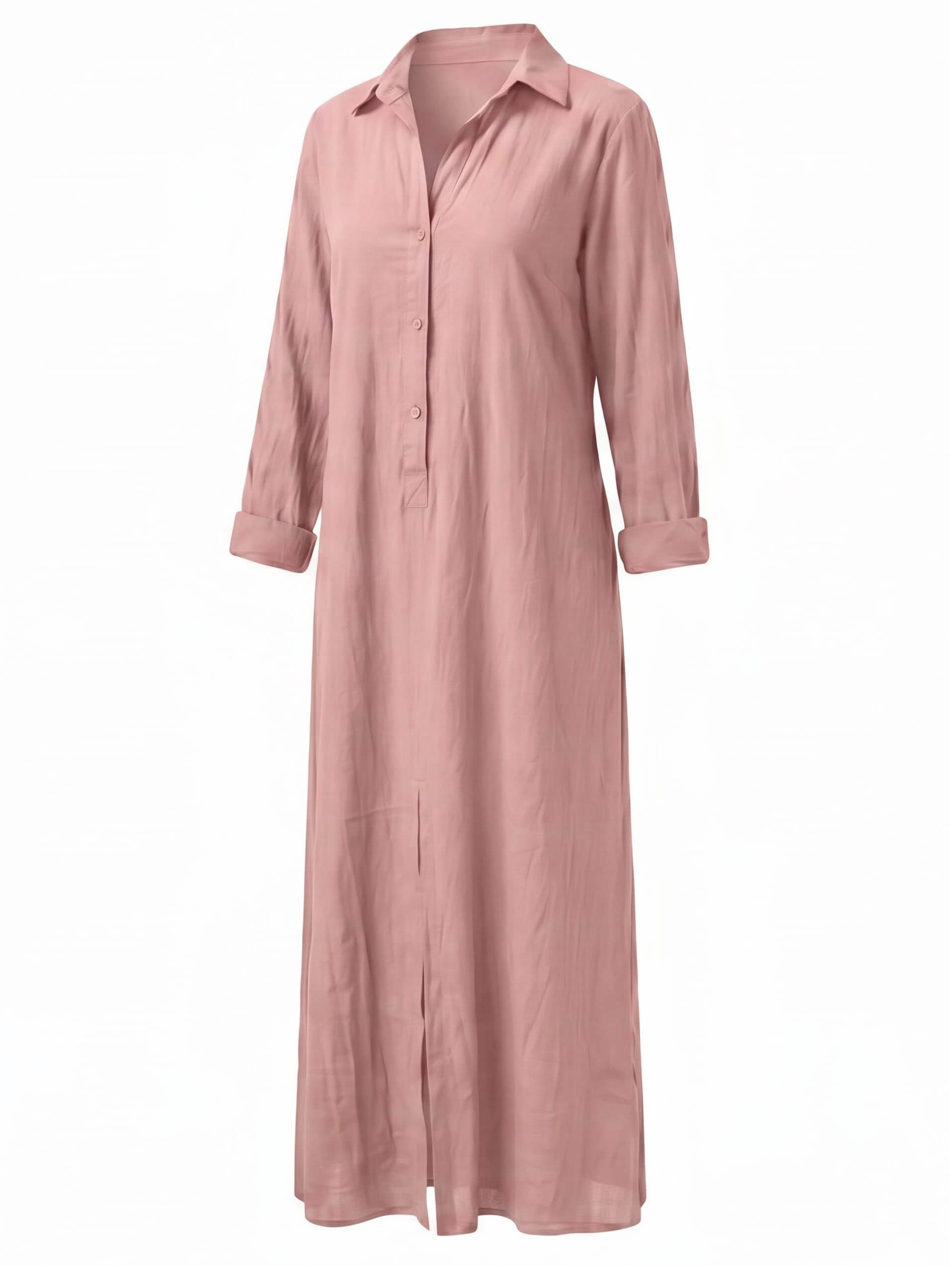 Women’s Collared Front Slit Maxi Shirt Dress