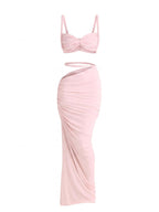 Women’s Rope Strap Top and Ruched Maxi Skirt Set