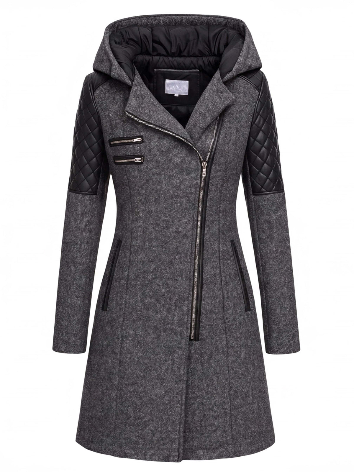 Women’s Textured Hooded Zip-Up Coat