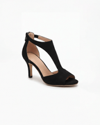 Women’s Block Heel Pumps- Cutout Peep-Toe