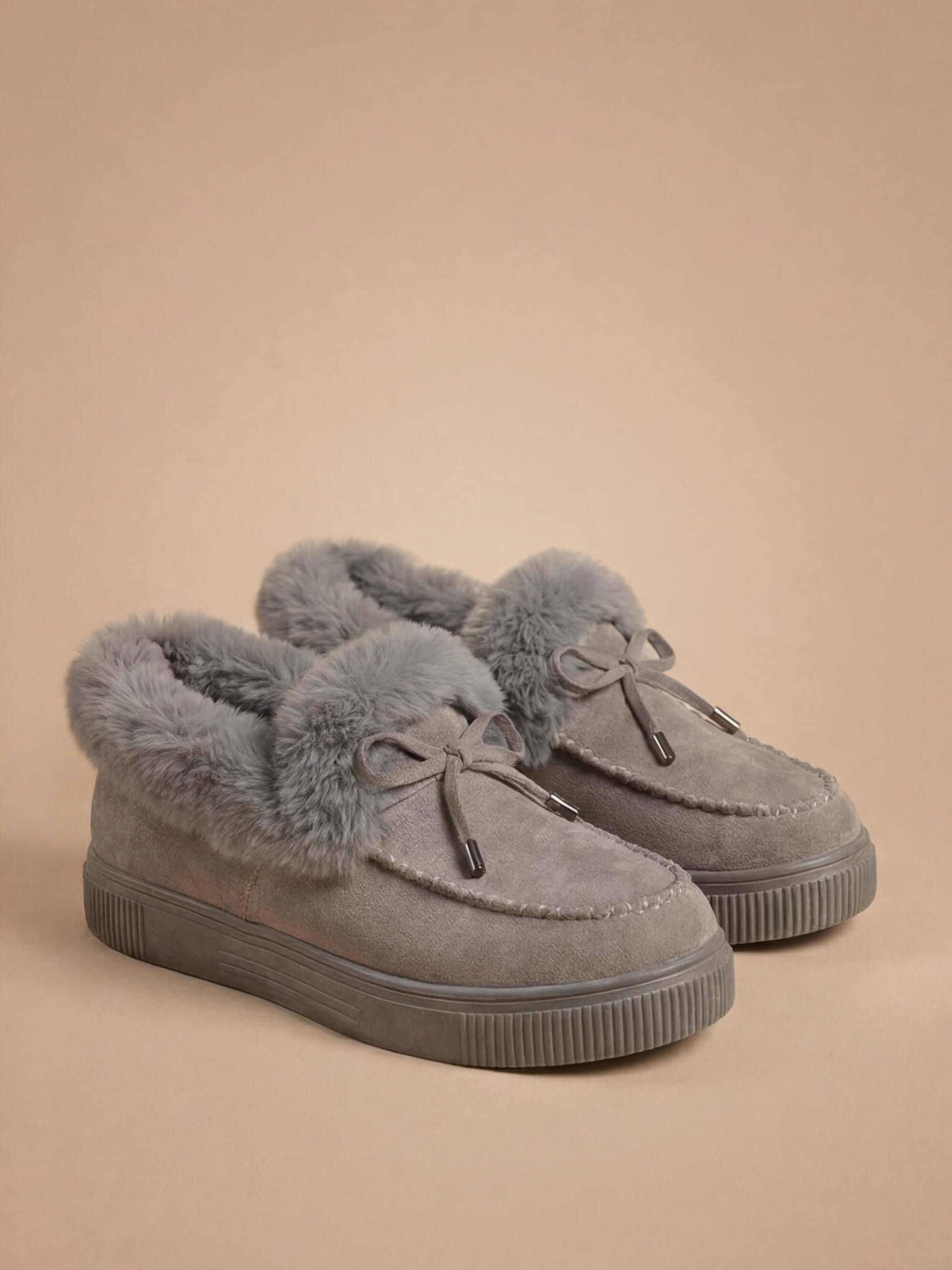 Women’s Wide-Fit Winter Slip-On Shoes – Faux-Fur Trim
