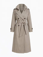 Women’s Double-Breasted Belted Trench Coat with Shoulder Tabs