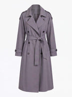 Women’s Double-Breasted Belted Trench Coat with Longline Silhouette