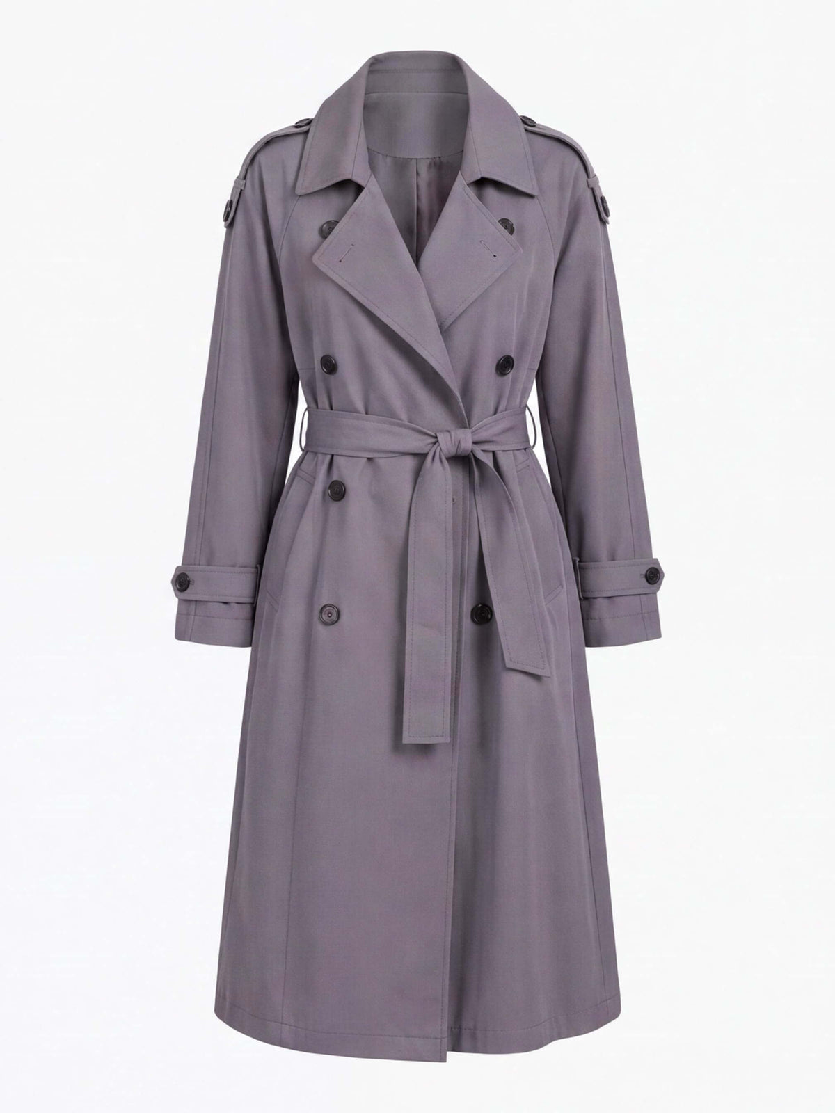 Women’s Double-Breasted Belted Trench Coat with Longline Silhouette